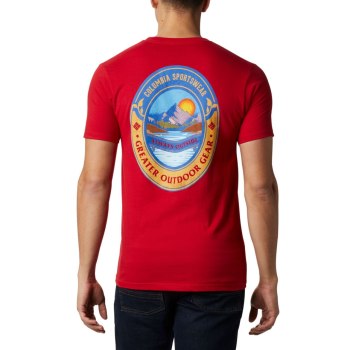 Columbia T-Shirt Heren, Lakel Blauw Rood, 38FNMSKOE